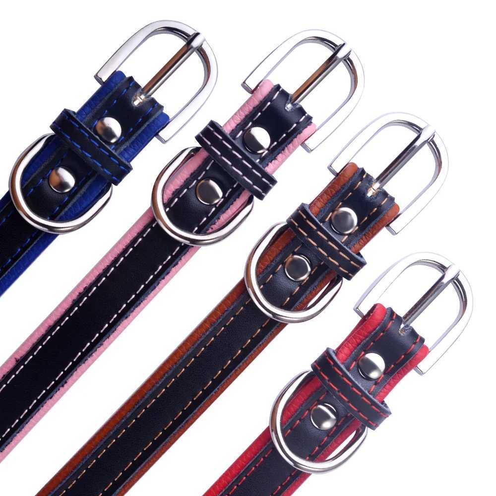 Dog Collars Leashes AiruiDog Adjustable Personalized Dog Collar Leather Puppy ID Name Custom Engraved XS-L