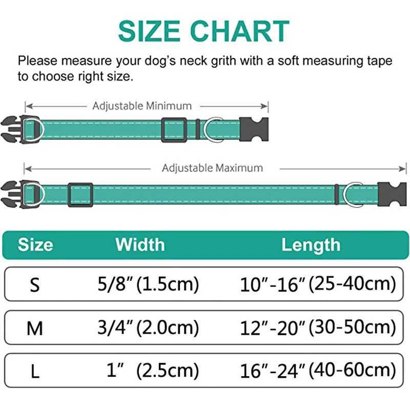 Dog Collars Leashes Reflective Dog CollarSoft Neoprene Padded Breathable Nylon Pet Collar Adjustable for Medium Large Dogs Neck 25-60 Centimeter