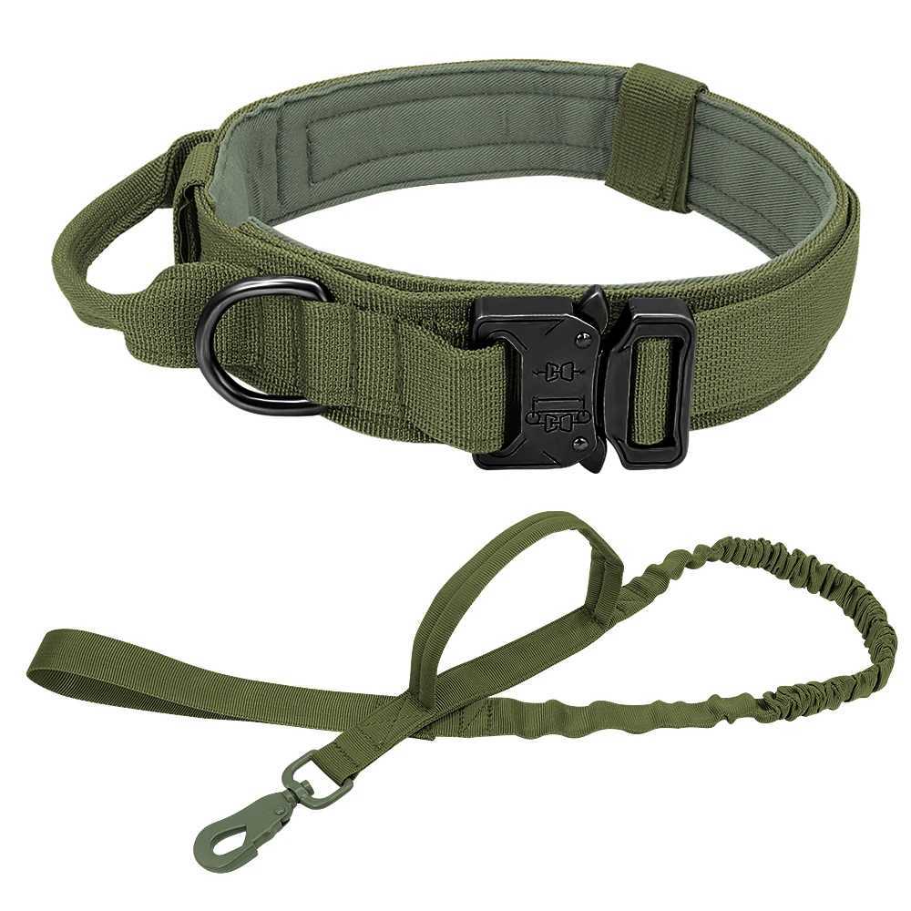 Collari cani Guinzagli Collare cani tattico militare Guinzaglio elastico elastico Collare Set Collare animali in nylon Collari cani di taglia grande pastore tedesco