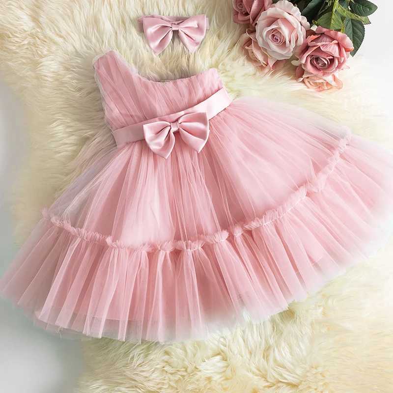 Jurken voor meisjes Babymeisjesjurken 1 jaar verjaardag Doopjurk Strik Babyfeest Tutu Prinses Roze Pasgeboren Doop Peuter Grilkleding