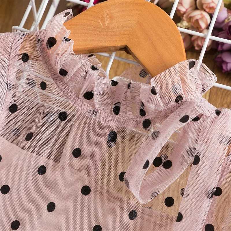 Girl's Dresses Summer Lace Dress Children Long Sleeves Polka-Dot tutu Ball Gown Girls Birthday Party Kids Dresses for Girls Size 3-8 Years