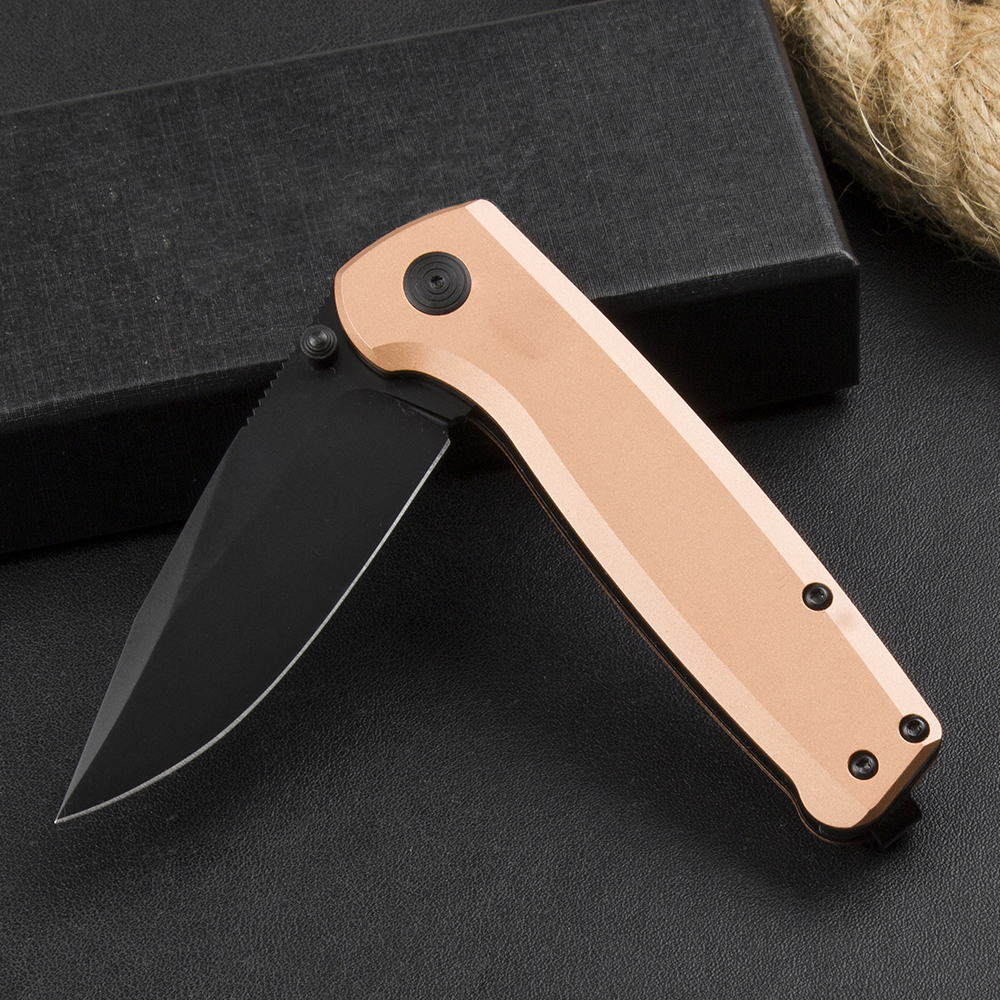 SG XR Folding Knife D2 Black Titanium Coated Drop Point Blade CNC Copper Handle Outdoor Camping Hiking EDC Pocket Folder Knives with Retail Box