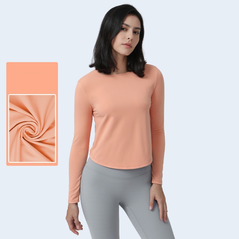 Al Women Spring och Autumn New Yoga Clothing Women's Running Round Neck Loose Cover T-shirt Fitness Sports Top Long Sleeve