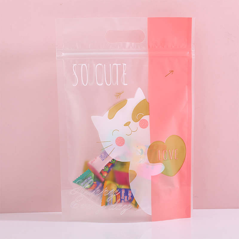 Portable Sweet Sugar Cartoon Pattern Stand Up Packaging Bags 23*15.5+4cm For Baking Cookies Snack Food Coffee Bean Dried Fruit Kernels Christmas Candy Zipper Pouches