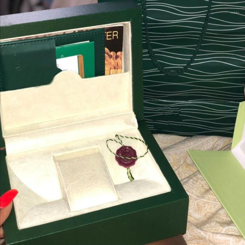 Obejrzyj skrzynki marki Kobiety Zielone pudełko oryginalne z kartami i papierami torebki za 116610 116660 116710 zegarków12822