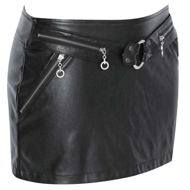 Kjolar sexig nära passande miniskirt i läder look clubwear partywear sexig svart paljett klubbbin mikro mini kjol faux läder zips yq240201