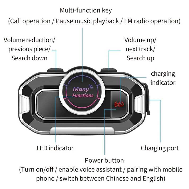 Fones de ouvido de telefone celular Capacete de motocicleta Fone de ouvido Bluetooth 5.0 Rádio FM Fones de ouvido à prova d'água Estéreo Capacete Fone de ouvido com acessório mãos livres YQ240202