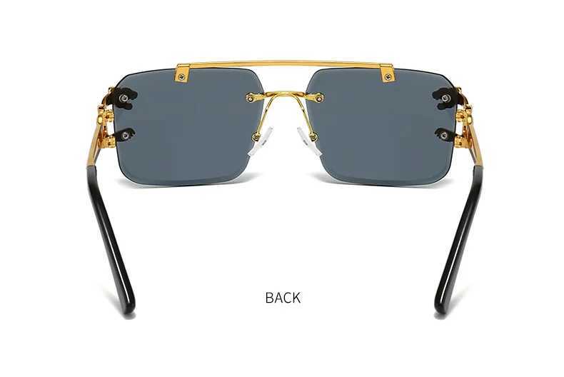 Солнцезащитные очки Роскошные квадратные солнцезащитные очки мужские брендовые дизайнерские ретро безрамочные солнцезащитные очки мужские модные ретро с зеркальной поверхностью Oculos De Sol J240202