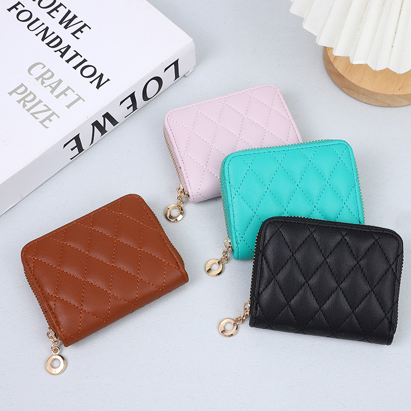 حاملي البطاقات نساء Pu Plain Argyle Business Square Square Square Wallet Mix Color