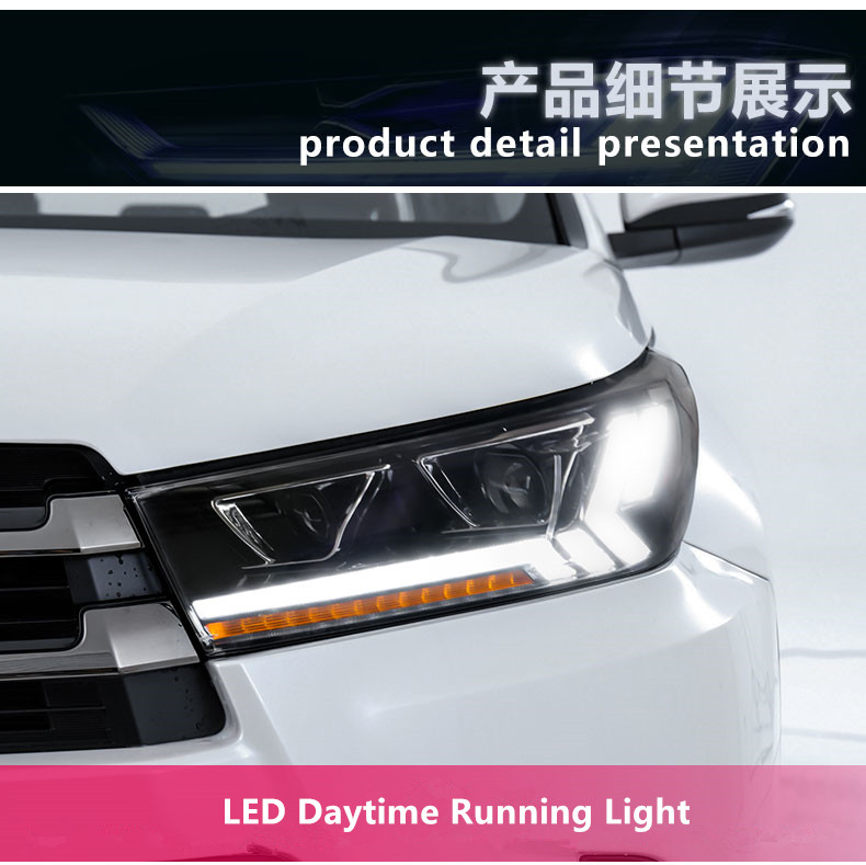 Huvudlampa för Toyota Highlander Led Blue Dayme Dayime Running Headlight 2018-2020 Turn Signal High Beam Lens Car Accessries