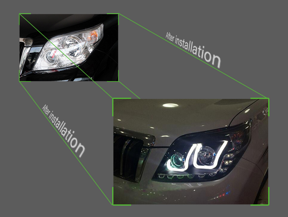 Phare pour Toyota Prado LED phare diurne 2010-2013 DRL clignotant double faisceau lampe lentille voiture style