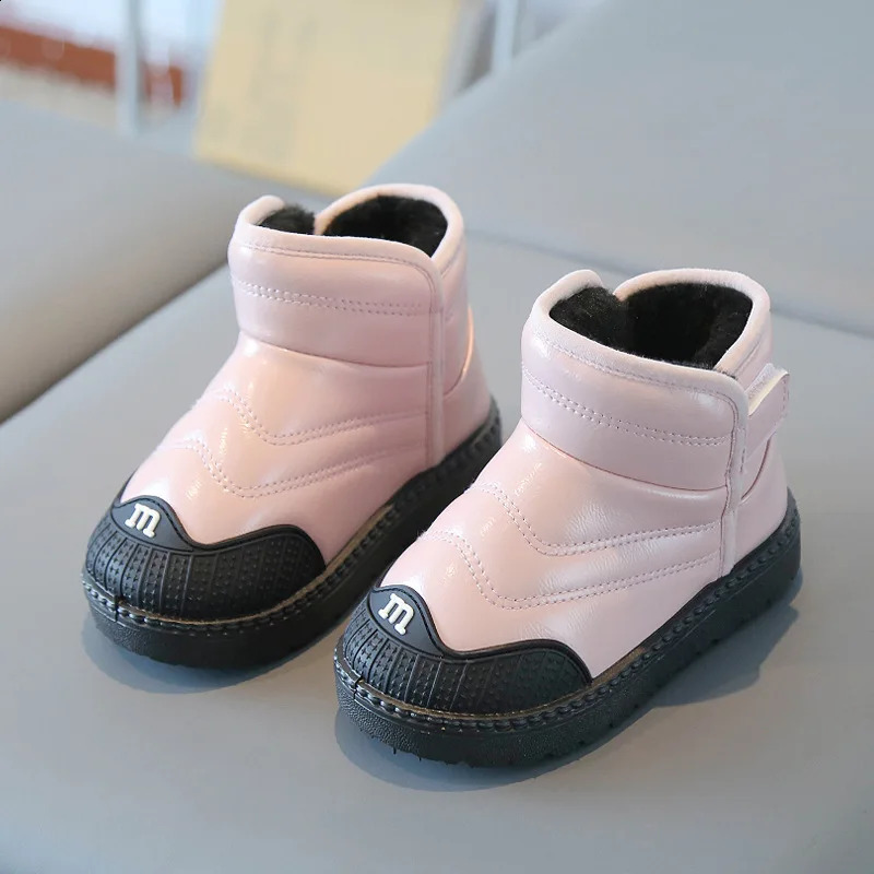 2024 Kinder Schneeschuhe Winter Plüsch Warme Kinderschuhe 21-30 Mode Jungen Stiefeletten Rutschfeste Mädchen Baumwollschuh Wasserdichte Stiefel 240127