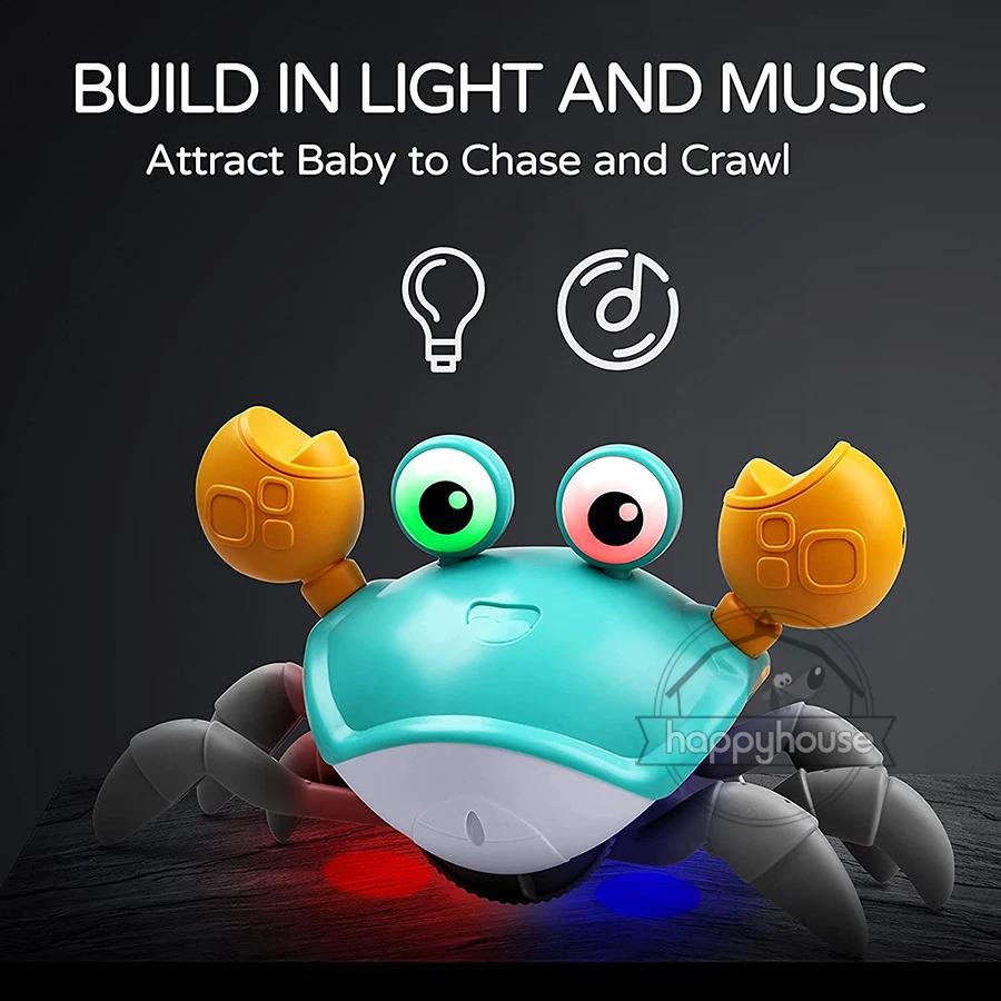 Frawing Crab Baby Toys z muzyką LED LED UP Zabawki muzyczne dla malucha automatycznie Unikaj przeszkód interaktywnych zabawek dla dzieci 240129