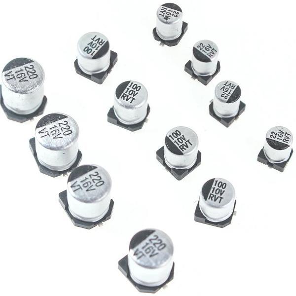 SMD المكثف الكهربائي الألمنيوم 6.3V 10V 16V 25V 35V 50V 1UF 2.2UF