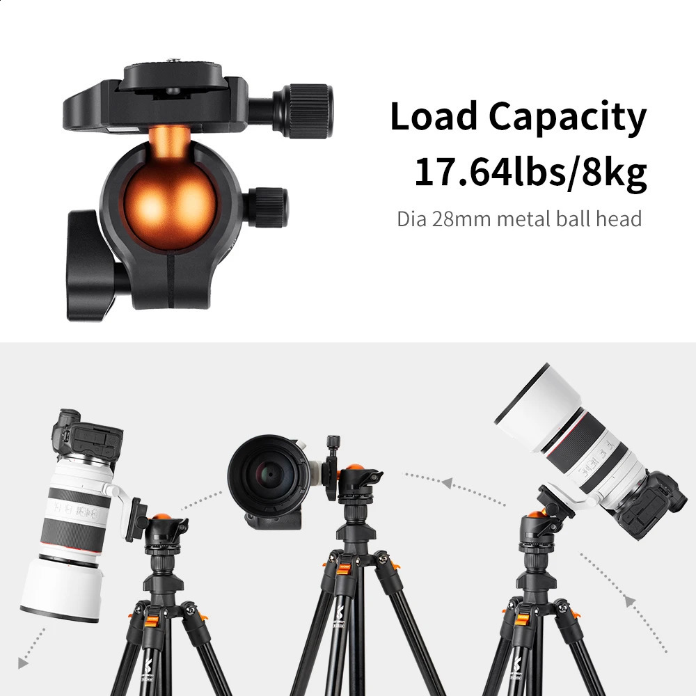 K Koncepcja 62,99 calowa statyw z kamerą do statywu przenośnego aluminium DSLR z 360 stopni panorama Ball Head Szybkie wydanie 240119