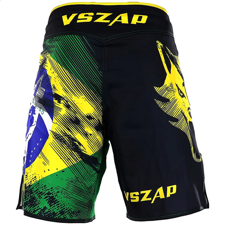 VSZAP Mens Brazil Boxing Shorts Printing MMA Shorts Fight Short Polyester Kick Kick Gel Thai Boxing MMA Boxe 240119