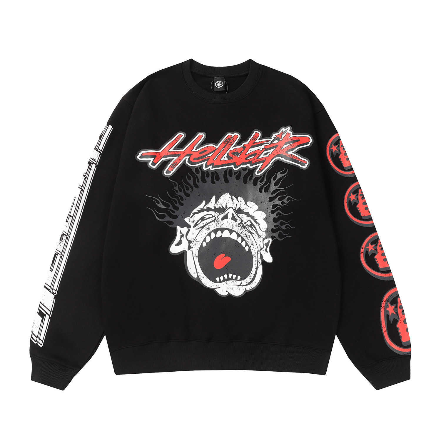 Chaopai Hell Star American Graffiti Art Print Pull à manches longues et col rond pour homme et femme