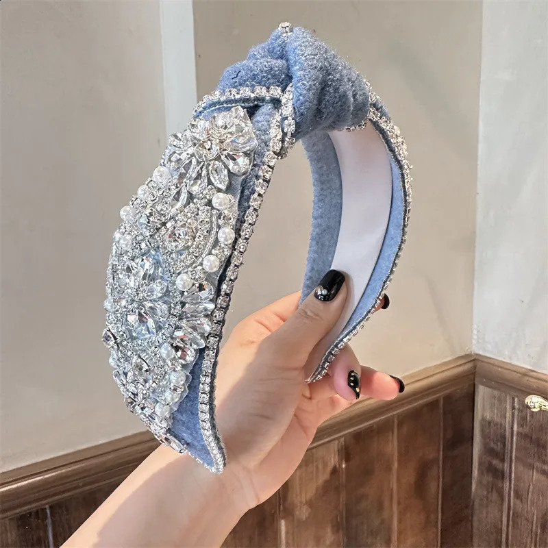 Kristallen Barokke Knoop Hoofdbanden Voor Vrouwen Gem Haaraccessoires Strass Hoofdband Voor Meisjes Kroon Bloem Haarbanden Hoofd Wrap 240127