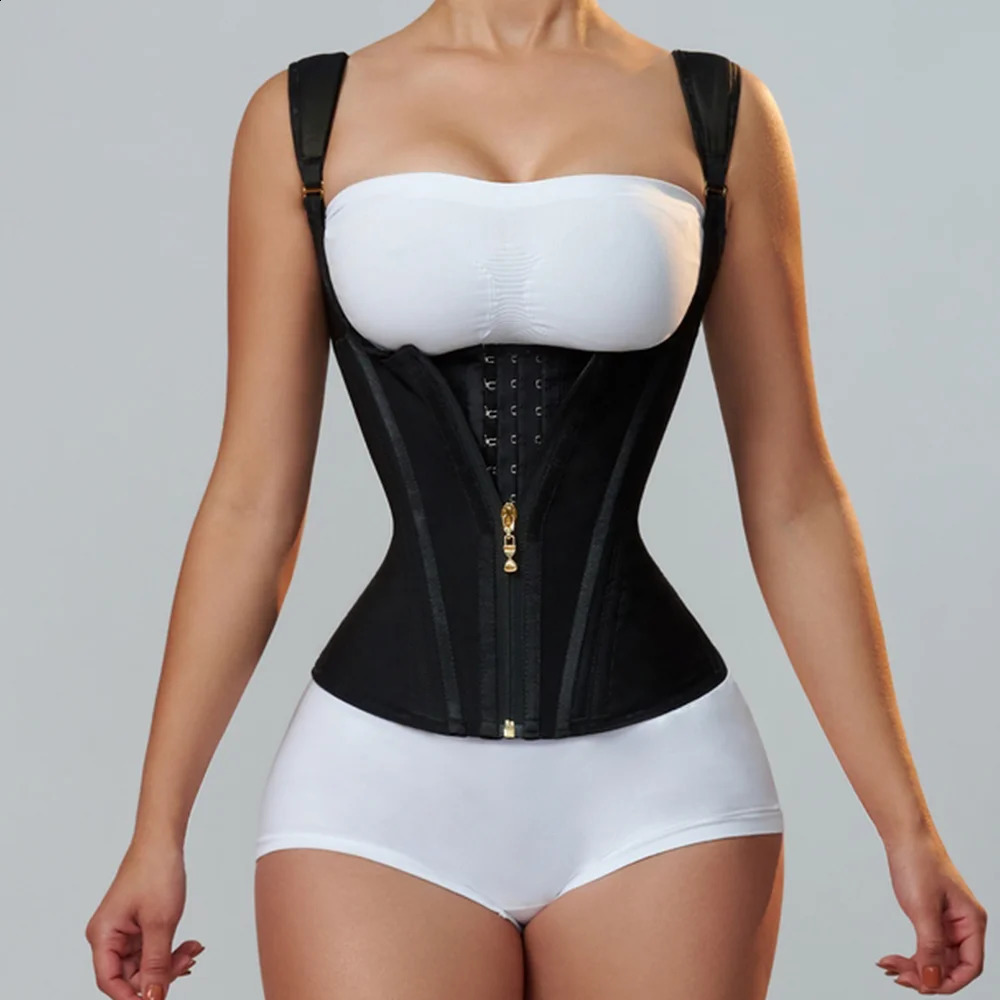 Fajas colombiens ceintures avec boucle de rangée et fermeture éclair post-partum Corset taille formateur corps Shaper pour les femmes Sexy façonnage courbe 240124