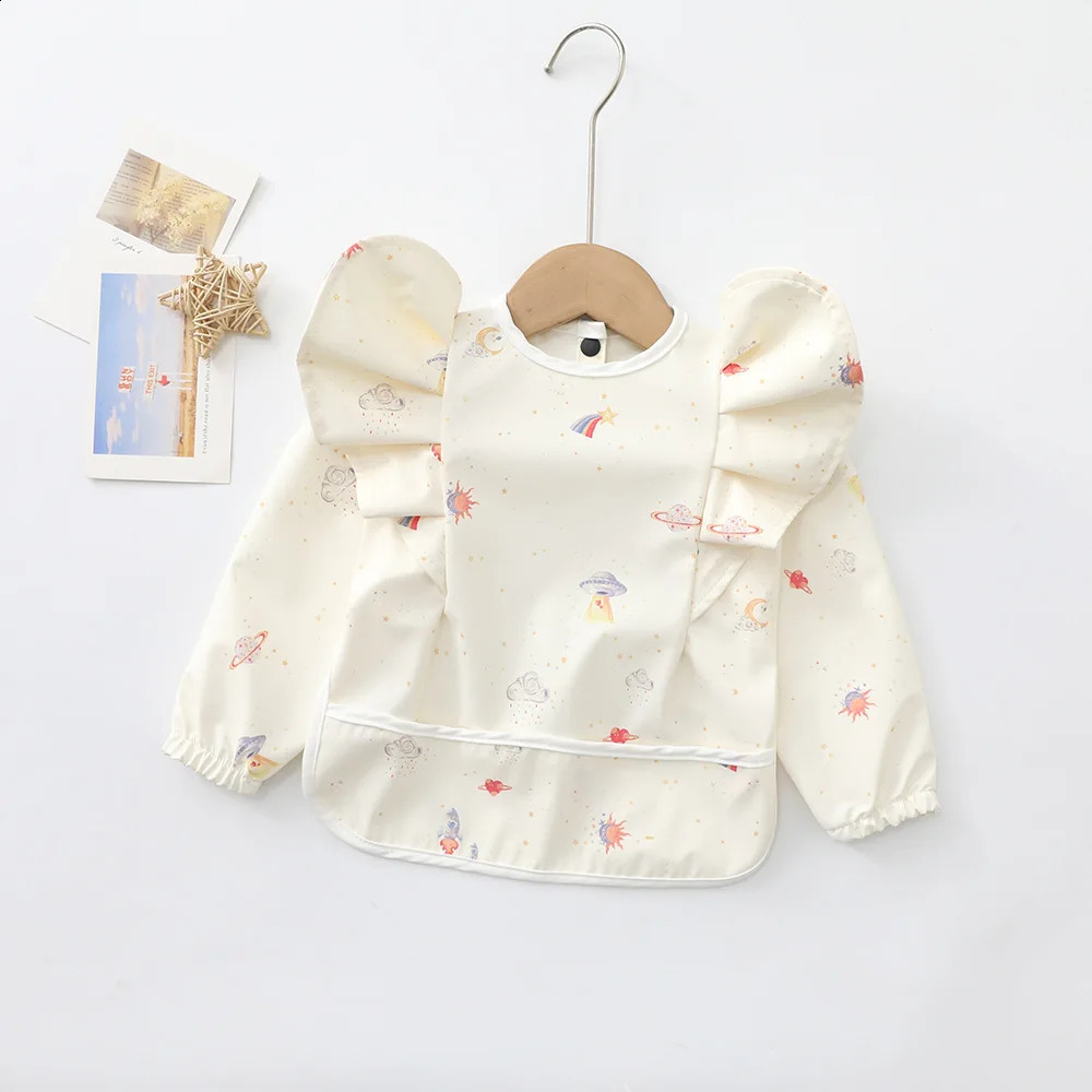 Bébé doux imperméable bavoir petit garçon fille peinture blouse enfant repas manger tablier avec manches longues enfant réglable bavoirs d'alimentation 240125