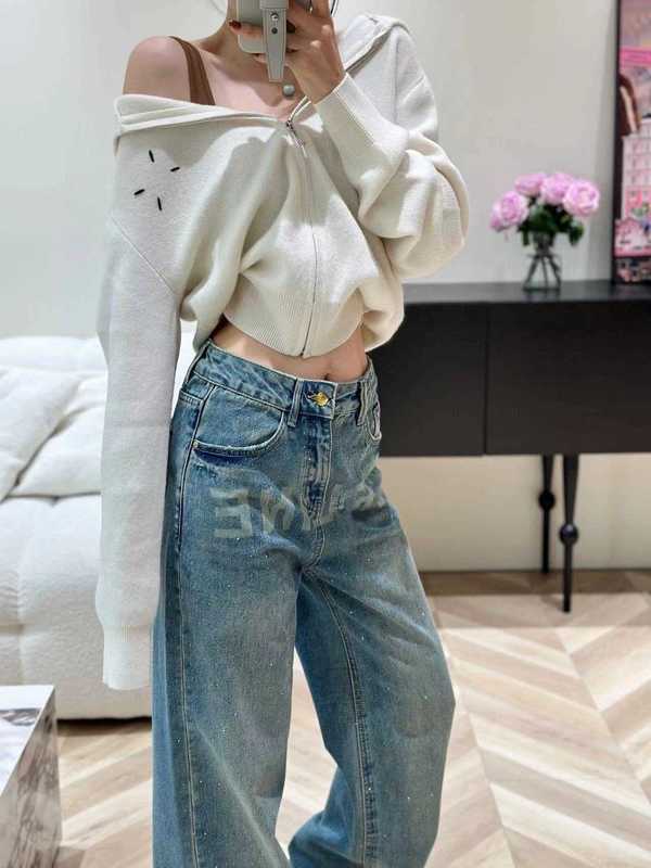 Jeans pour femmes Designer de luxe CE Jeans à jambes larges pour femmes 2023 nouvelle taille haute minceur et entrejambe couvrant lettre pantalon long droit Y00B