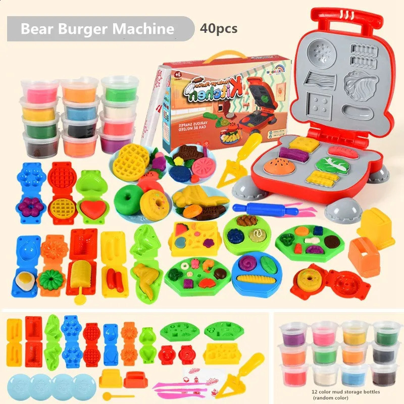 Colorful Plasticine Making Toys Creative DIY Handmade Mold Tool Ice Cream Noodles Machine Kids Play House Toys Colored clay Gift 240131