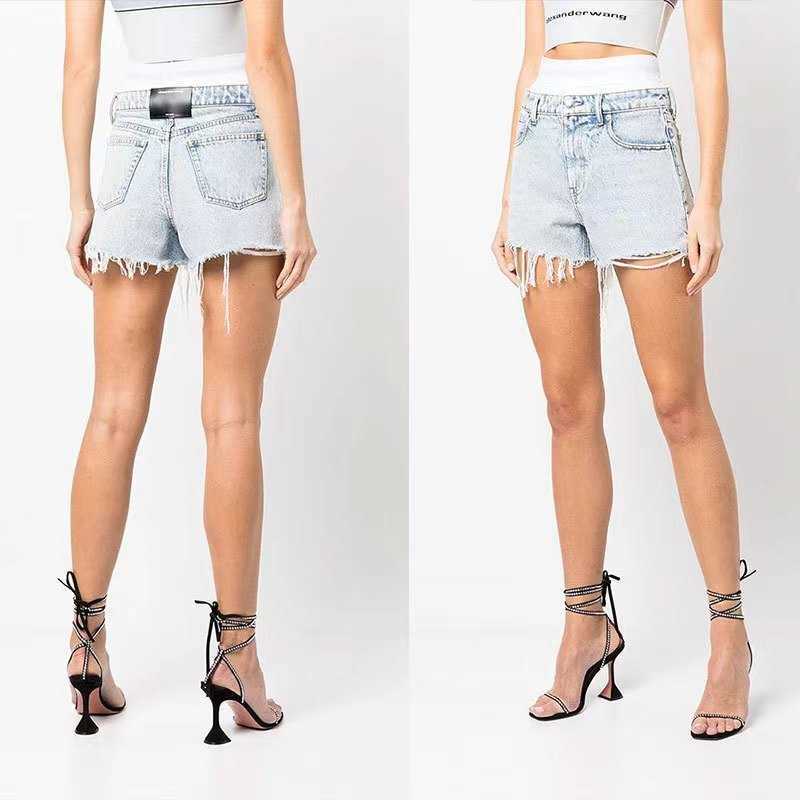 Brief Drucken Kurze Jeans Frauen Hohe Taille Shorts Frühling Sommer Sexy Hosen Mode Atmungsaktive Hose