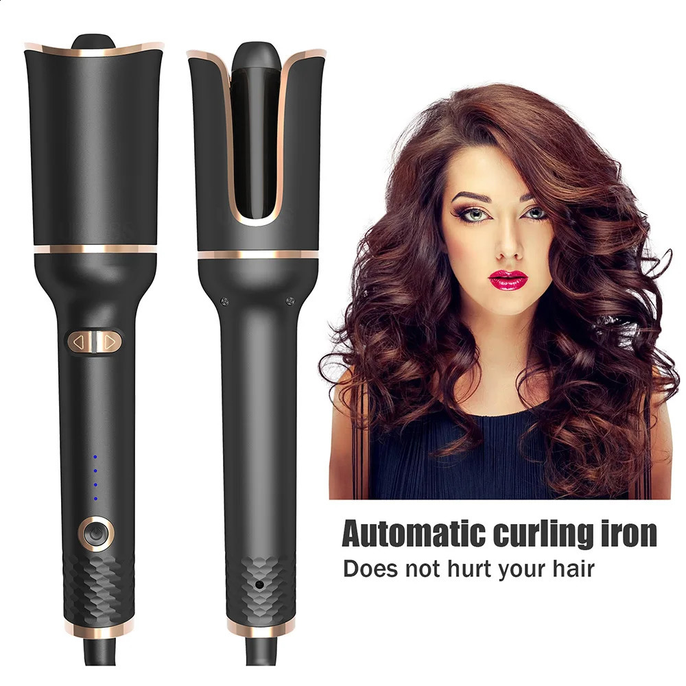 Auto rotativa cerâmica modelador de cabelo automático curling ferro ferramenta estilo cabelo ferro curling wand ar rotação e onda modelador cabelo vacilar 240117