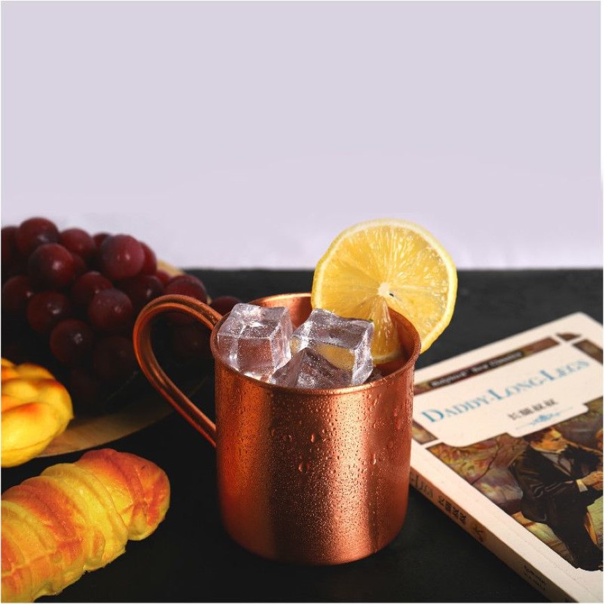 Pure Copper Mug Creative Coppery Handgutad Hållbar Moskva Mule Cocktail Cup för Restaurant Bar Drinkware Party Kitchen H2 210409215W