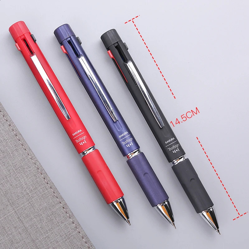 SAKURA GB4M1004 Multi-function Pen 0.4MM Four-color Gel Pen Plus 0.5MM Automatic Pencil 240122