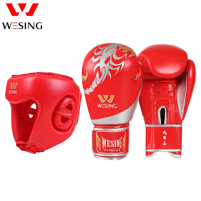 Rękawiczki bokserskie z nakryciem głowy 10 uncji Muay Thai Kickboxing Training Protection MMA Sprzęt 240119