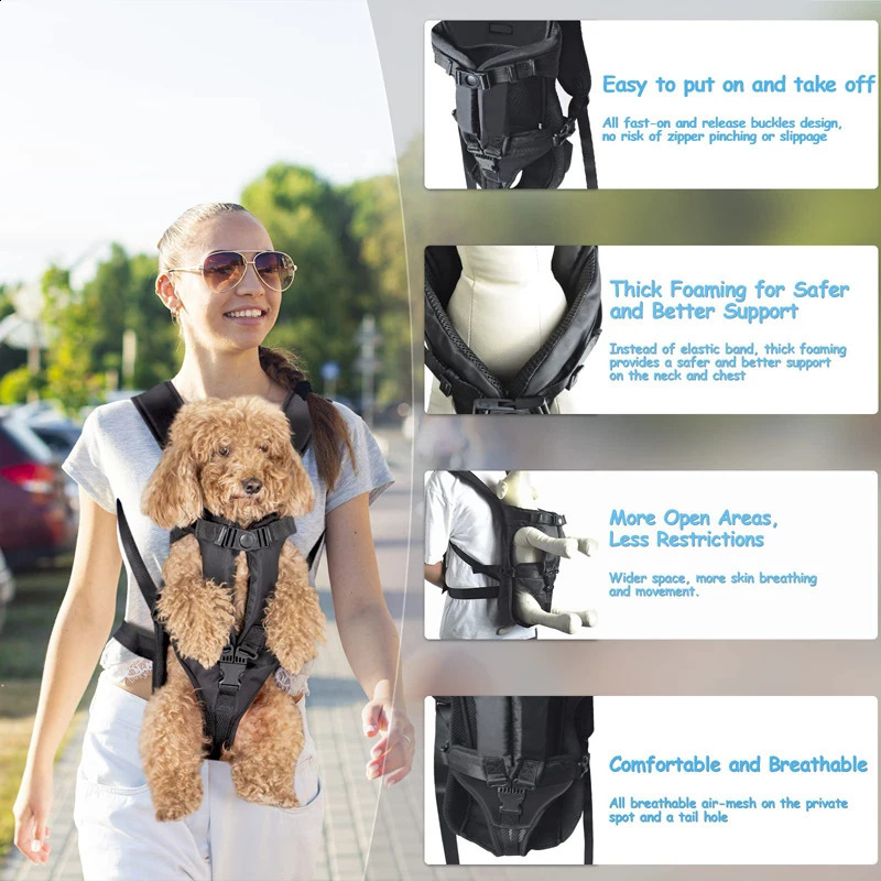 Benepaw mochila para cachorro ajustável, para animais de estimação, frente voltada para as mãos livres, segurança, bolsa de viagem para cachorro pequeno e médio 240124