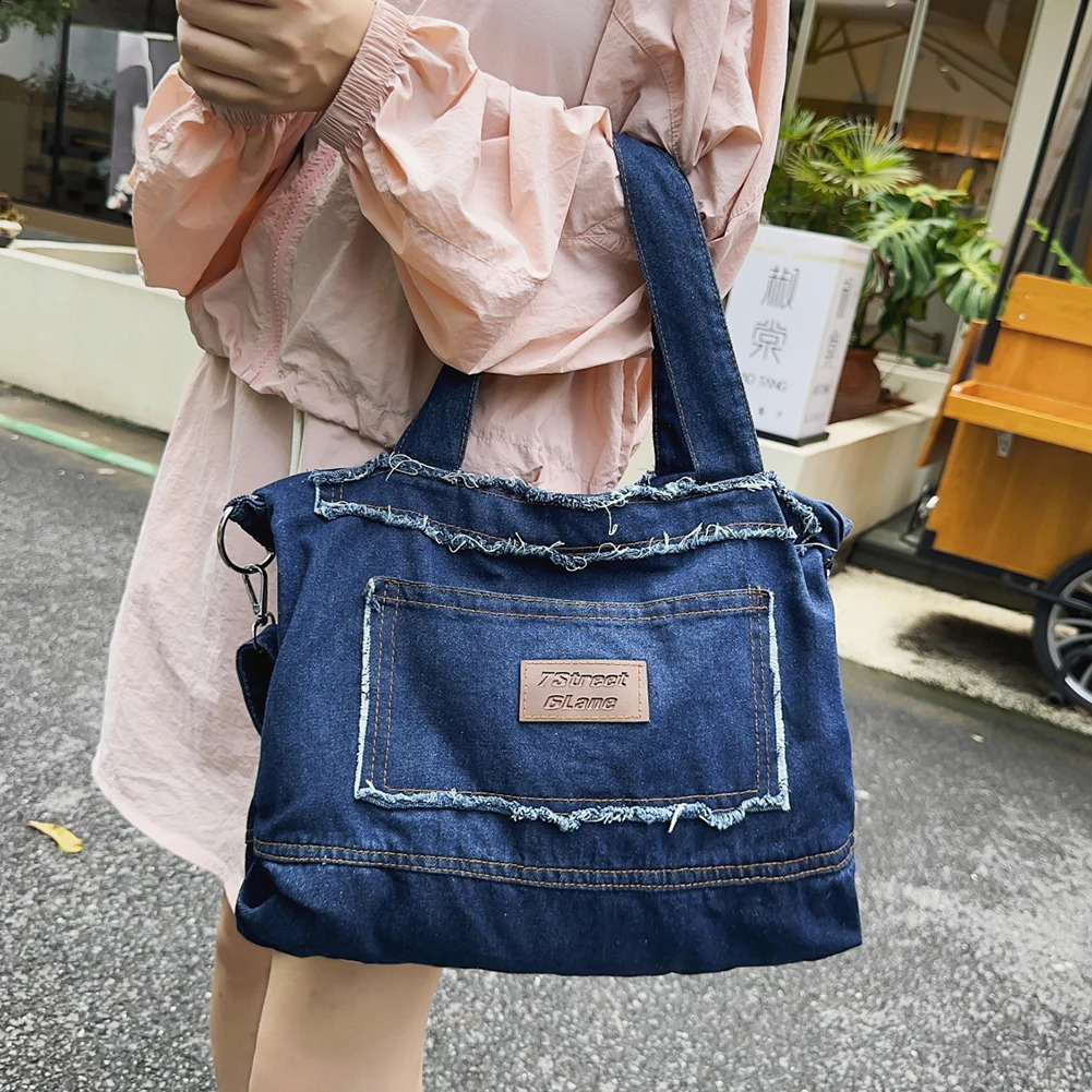 Jean Crossbody Bag Fashion Denim Pouch Large Capacity Multifunctional Retro Versatile Satchel Casual Tote Handbag 240124
