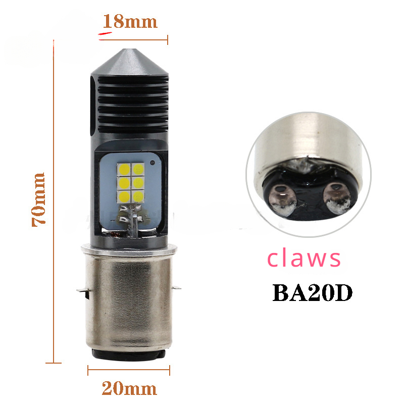 Hot selling wholesale motorcycle H4 three claw H6 single claw white yellow electric car light high and low beam motorcycle light H6 double claw light bulb new model