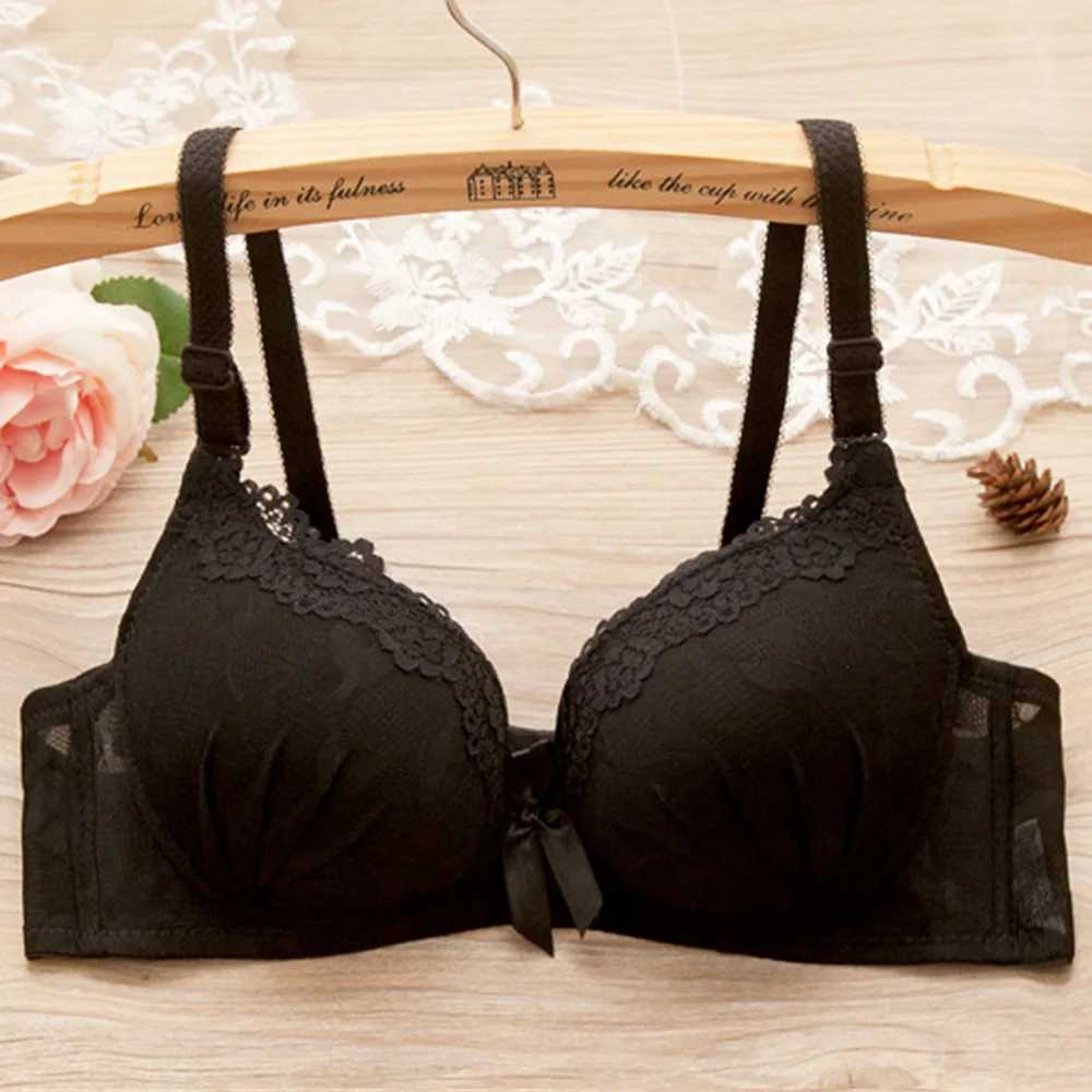 Reggiseni Moda Ragazza adolescente Reggiseno push up imbottito in pizzo Bralette Fiocco Filo Reggiseno libero Biancheria intima Lingerie sexy BH YQ240203