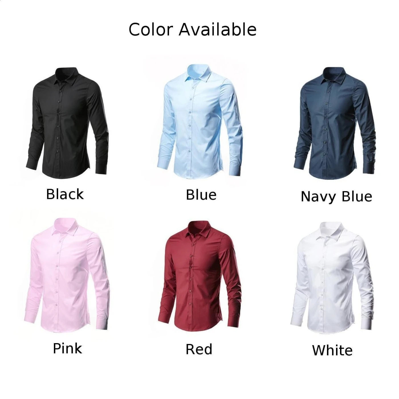 Mens Business Casual Long Sleeved Shirt Classic Fit White Blue Black Smart Male Social Dress Shirts For Plus Premium 240119