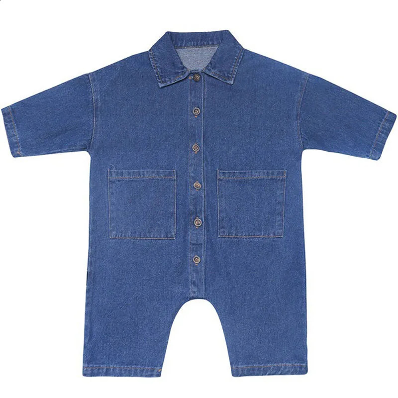 Baby Jumpsuits Geen Zak Lente En Herfst Japanse En Koreaanse Versie Meisjes Romper Kinderkleding Jongen Romper Denim Kleding 240202