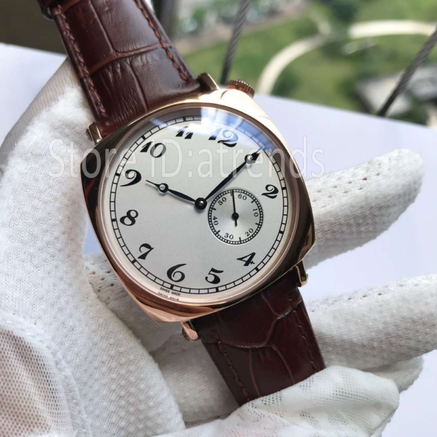 Topp mode automatiska mekaniska självlindande klocka män guld silver dial special små sekunder design klassisk läder rem klocka 236f