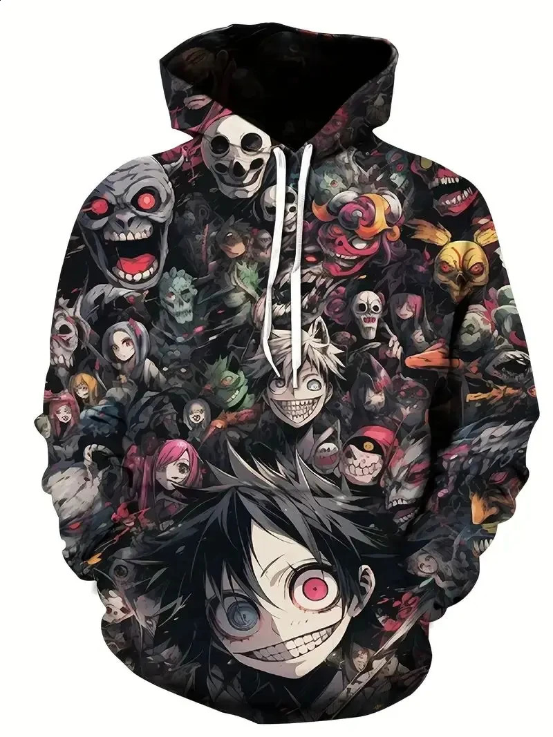 Dark Anime Hoodie 3D Printed Mens and Womens Casual Fashion Sportswear Pullover Hooded Shirt Plus Size Unisex Clothing 240131