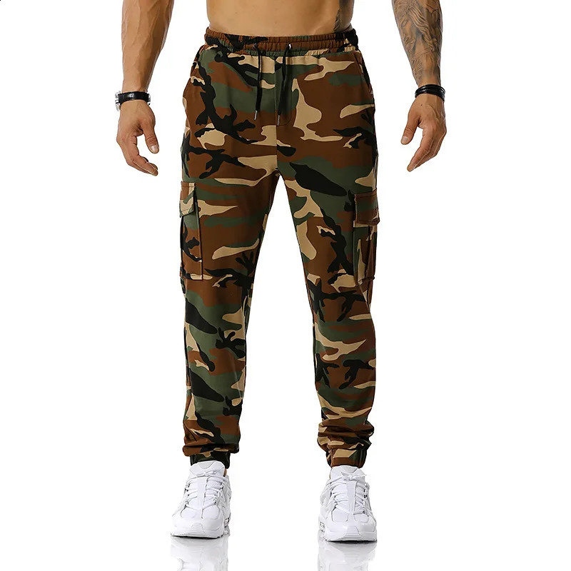 Kleur Camo Camouflage Cargo Broek Mannen Vrouwen Casual Streetwear Zakken Jogger blauw Tactische Joggingbroek Hip Hop Broek 240124