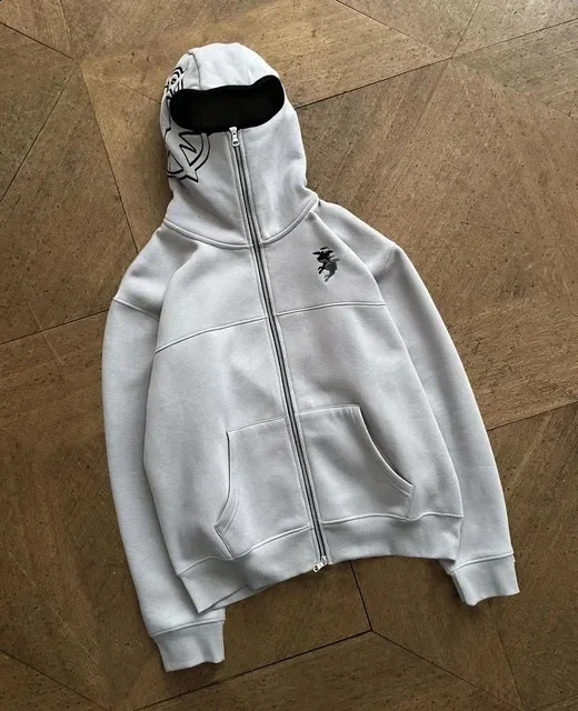 Divin Zipper Hoodie Y2K Moletom Harajuku Hip Hop Bordado Oversized Hoodie Homens Mulheres Moda Casual Gótico Hoodie Roupas 240129