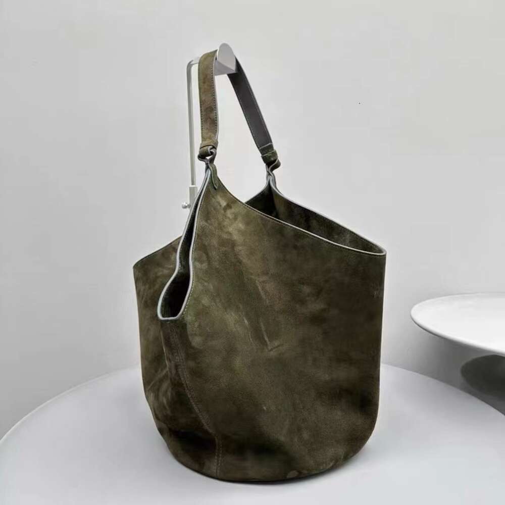 Khaite bolsa outono inverno couro fosco camurça bolinho balde estilo nicho bolsa de ombro único para mulheres couro genuíno compras praia vintage chique luxo