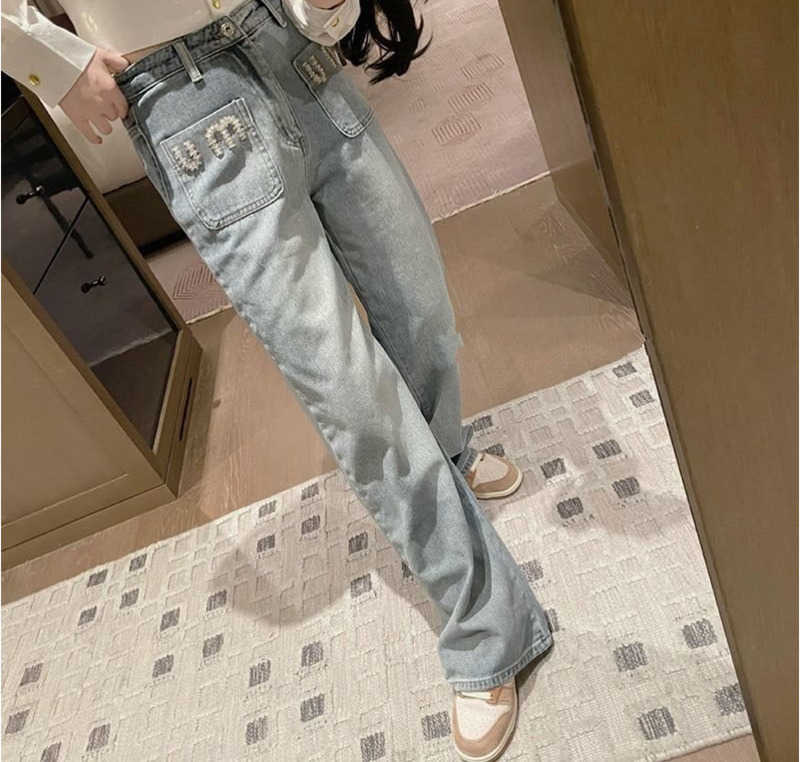 miui top luxe Dameskleding Dames Jeans jeans vrouwelijk damesbroek bell bottom broek denim broek taille mode Blauwe broek broek ontwerp joggingbroek