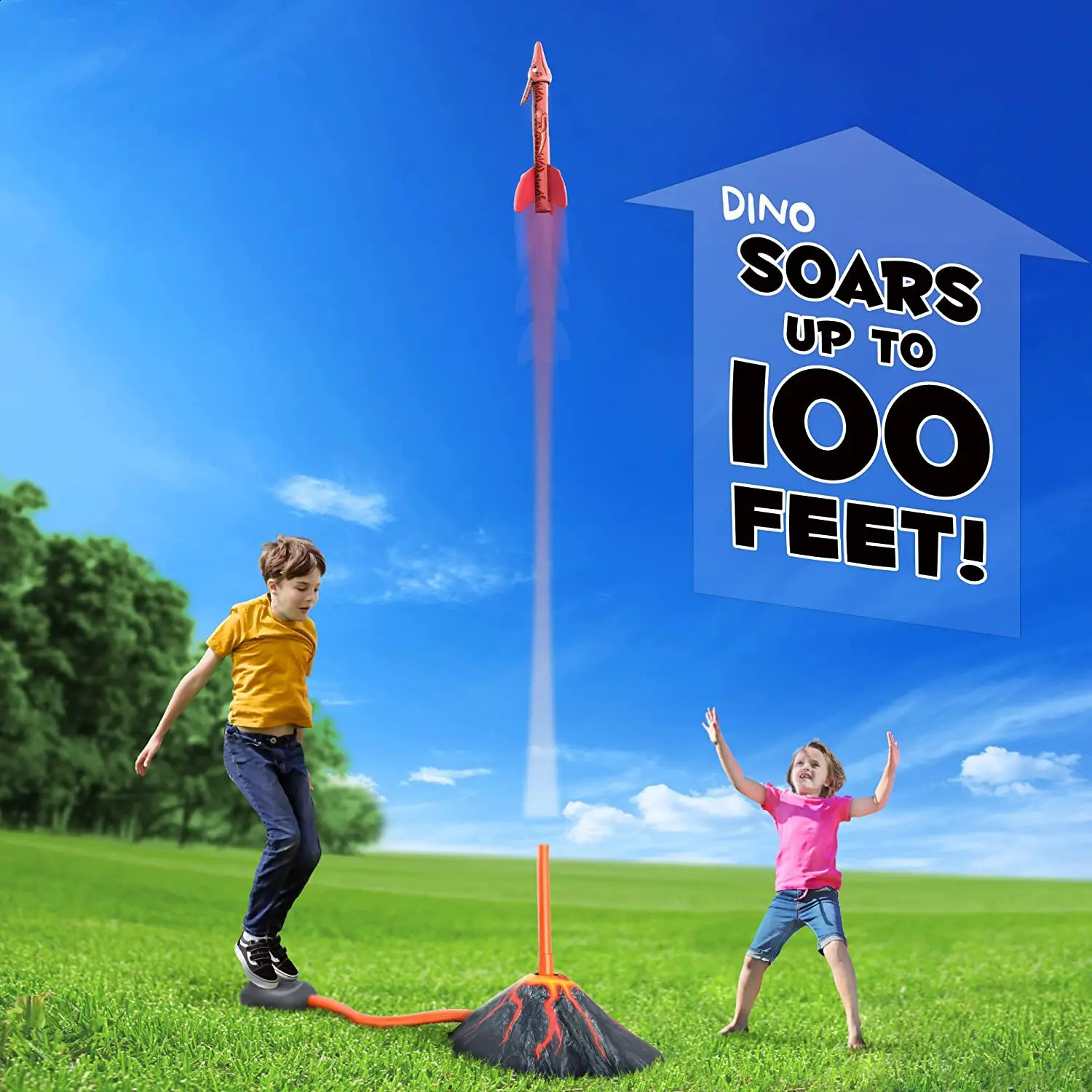 Raketenwerfer für Kinder, Sport, Outdoor-Spielzeug, Jungen, Mädchen, Alter 3, 4, 5, 6, 7 Jahre, bis zu 100 Fuß, 240202