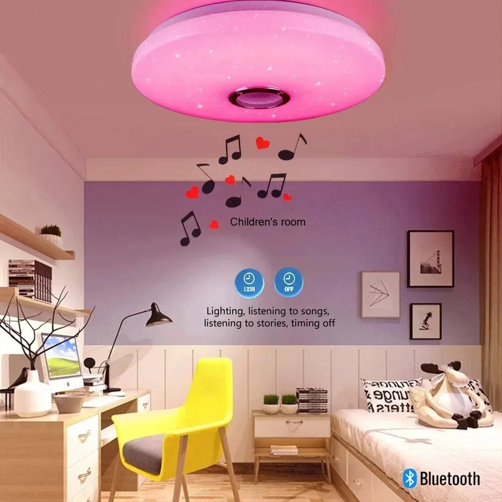 Moderna taklampor RGB Dimning Home Lighting App Bluetooth Music Light 42W 60W Smart Lights With Remote Control AC220V 240131