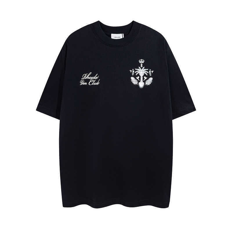 Modemerk Micro Label Letter Kokospalm Kort T-shirt voor heren en dames Street Loose Half Sleeve