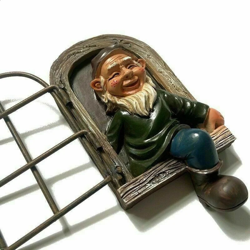 Elf Dış Kapı /Pencere Ağacı Hugger Yaramaz Bahçesi Gnome Statue Ağacı Dekor 240122