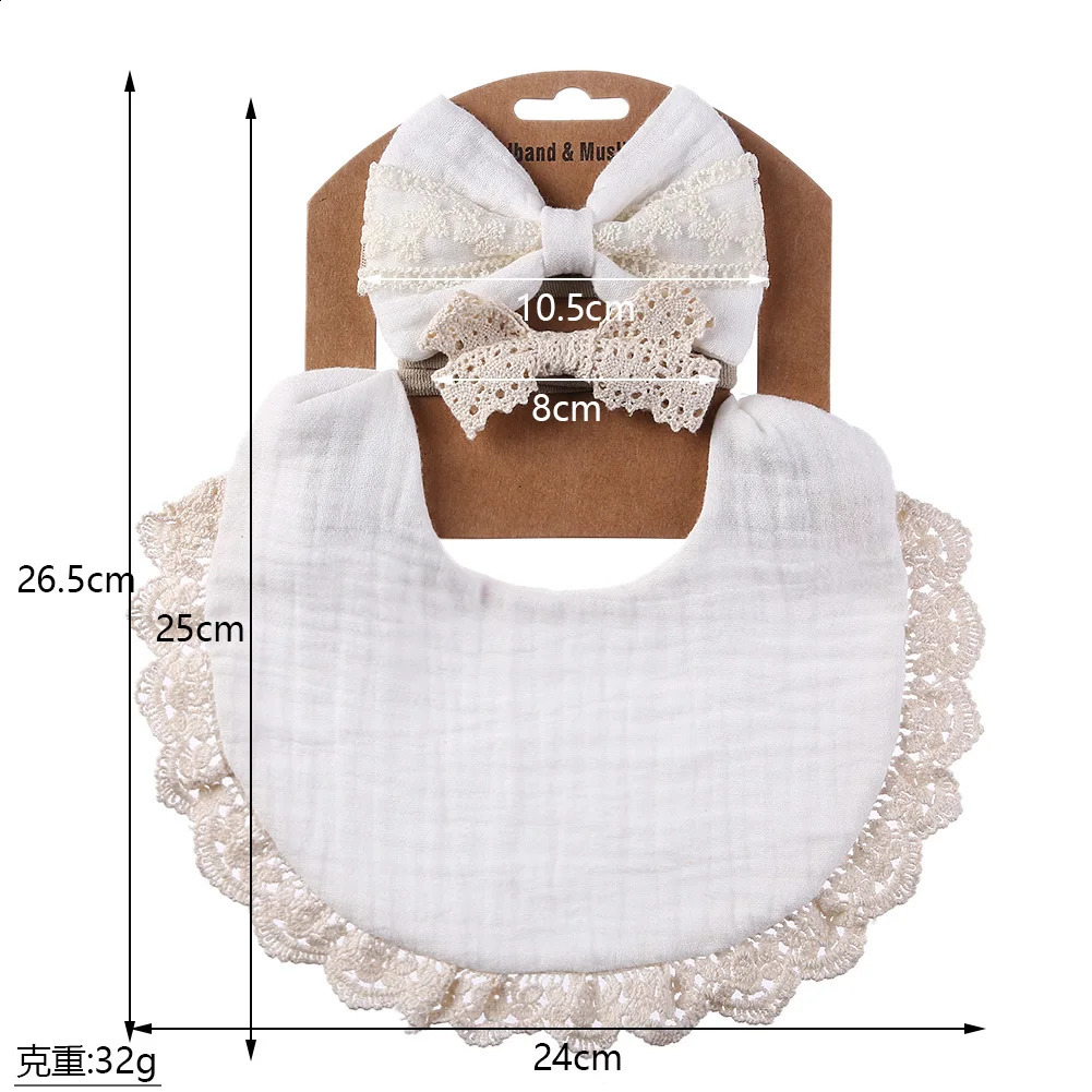 lot Muslin Cotton Baby Bib For Born Boy Girl Solid Lace Button Justerbar saliv handduk som matar mat äta burp trasa 240125