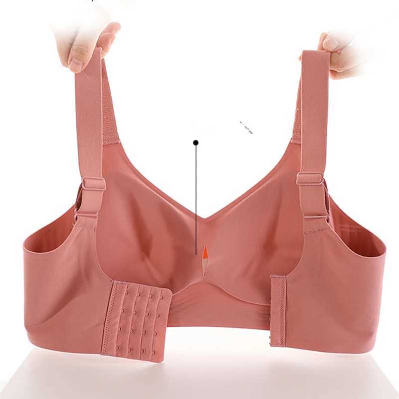 Reggiseni Reggiseni Bella schiena Reggiseno push-up morbido di grandi dimensioni le donne Reggiseno sportivo sottile regolabile senza fili in un unico pezzo YQ240203