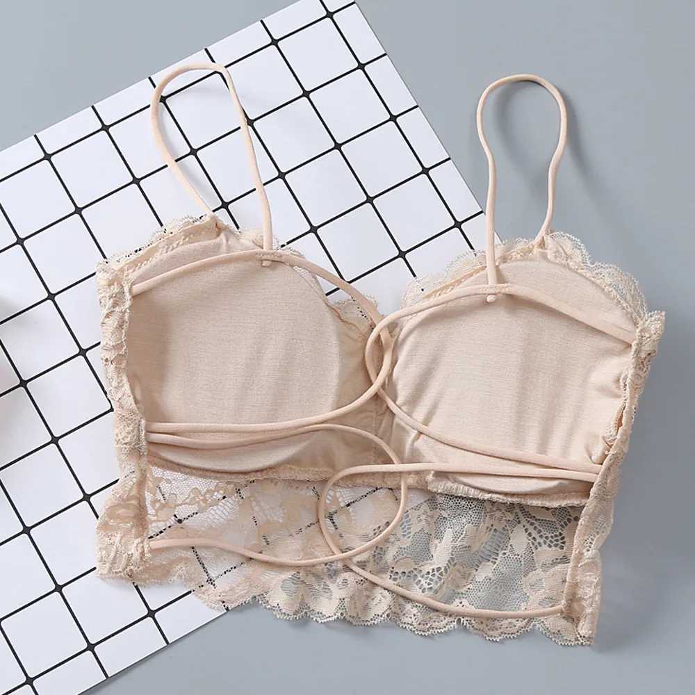 Bras Waist Tummy Shaper Summer Women Lace Sexy Top Sun Sleeveless Solid Tops Unpadded Bralette Bra Bustier Zipper Back Club Crop Tank Free Size lingerie YQ240203